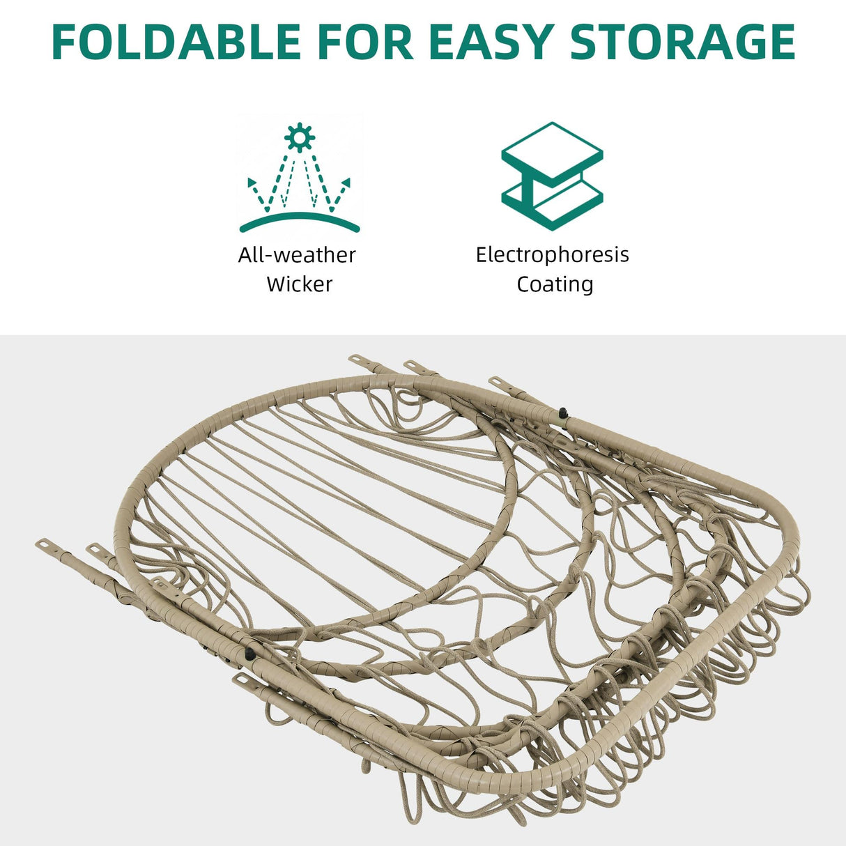 YITAHOME Hanging Egg Chair Without Stand, Rattan Wicker Swing Egg Chair with Resistant Cushion, 350lbs Capacity, Foldable Hanging Basket Chair for Porch, Garden, Bedroom, Balcony - Sky Blue YITAHOME