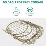 YITAHOME Hanging Egg Chair Without Stand, Rattan Wicker Swing Egg Chair with Resistant Cushion, 350lbs Capacity, Foldable Hanging Basket Chair for Porch, Garden, Bedroom, Balcony - Sky Blue YITAHOME