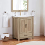 Small Bathroom Vanity with Sink, 25-inch Farmhouse Bathroom Vanity Storage Cabine with 2 Soft Closing Doors & Single Drawer, Freestanding, Natural Oak (25 inch（2 doors & 1 drawer), Light Oak) ZESTO PASSION FOR LIVE
