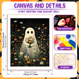 Halloween Paint by Numbers Kit for Adults, Ghost Paint by Number for Adults on Canvas, Acrylic Ghost Halloween Paint by Number for Adult Beginners for Gift Home Decor 16x20 Inch hkejoi