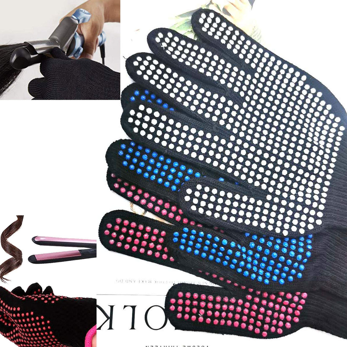 Markeny 3 Pair Heat Resistant Grill Gloves, Silicone Non-Slip Hot Insulated Glove for Barbecue, Cooking, Baking Markeny
