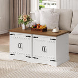 MAHANCRIS Farmhouse End Table with Charging Station, 24" Large Sofa Side Table, Wooded Square White Nightstand, Adjustable Storage Shelf, Rustic Bedside Table for Living Room, Bedroom, Walnut MAHANCRIS