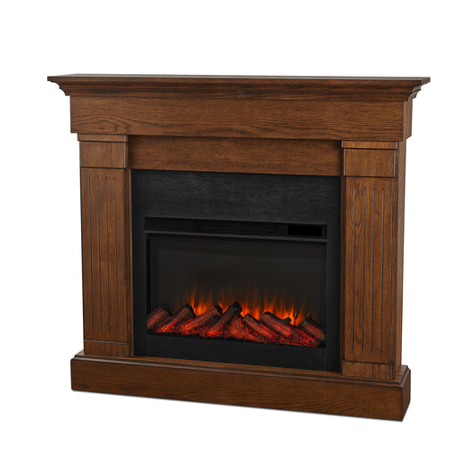 Real Flame Crawford 48" Slim Electric Fireplace with Mantel for Living Room or Bedroom, Replaceable Fireplace Insert Heater, Realistic Log and Flame Effect, Remote Control, Timer.