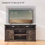 KBCLN Rustic Brown TV Stand for 65 Inch TVs, Sliding Barn Door Farmhouse Entertainment Center, Adjustable Shelves Media Console Table for Living Room KBCLN