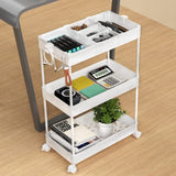 SPACELEAD 3-Tier Utility Storage Cart, Mobile Utility Cart with Lockable Caster Wheels, Rolling Carts Organizer for Bathroom Laundry Kitchen,Used as Book Art Snack lash Makeup Diaper cart, White SPACELEAD