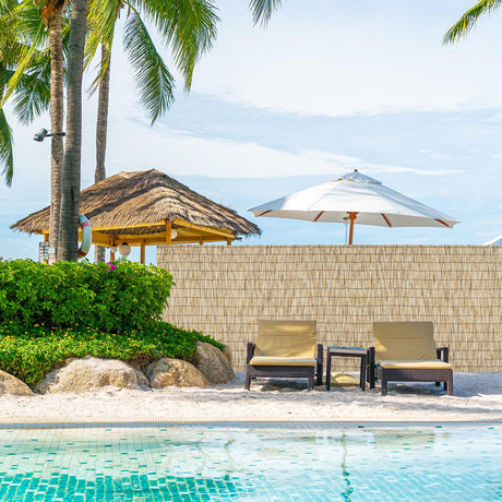 SHYDZYYC Natural 2 Pack 4FT X 16.4FT Reed Fencing Roll, Balcony Privacy Balcony Shade Reed Bamboo Fencing Garden Fence Border, Wind Block Sunshade Fence Screen for Outdoor Yard Patio Flower Bed Edge SHYDZYYC