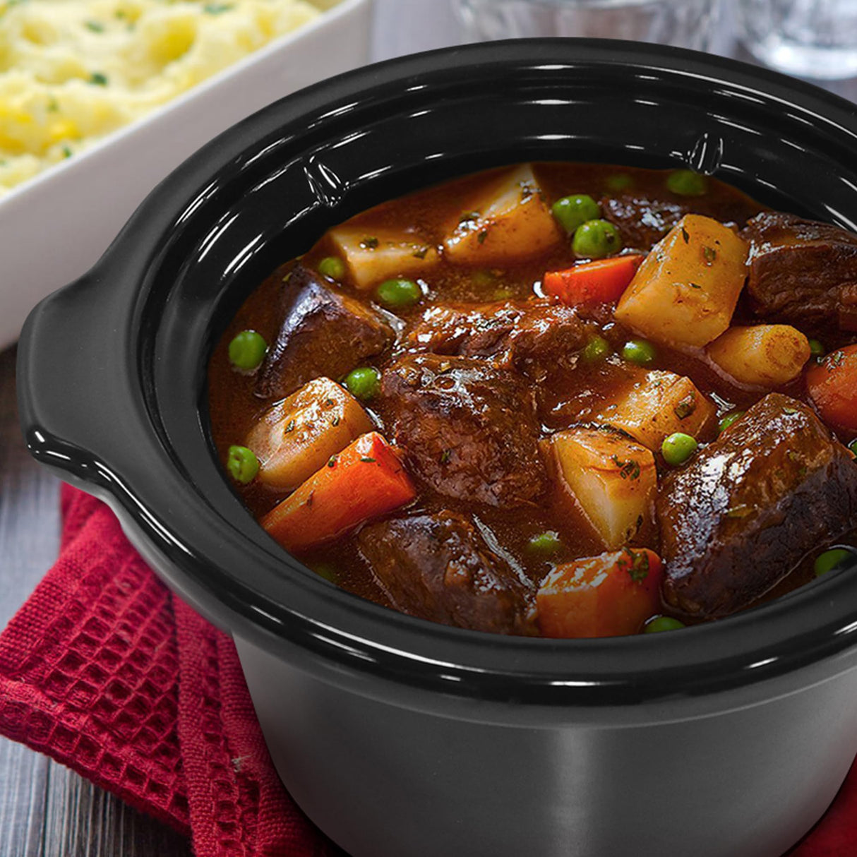 Elite Gourmet MST239X Electric Round Slow Cooker, Adjustable Temp, Entrees, Sauces, Stews & Dips, Dishwasher Safe Glass Lid & Crock, 2 Quart, Black Elite Gourmet