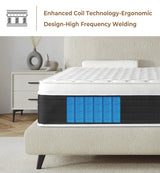elitspace Full Mattresses,Hybrid 12 Inch Full Mattress,Memory Foam Mattress in a Box,Individually Pocket Spring for Pain Relief,Full Size Black&White Mattress,Pressure Relief. elitspace