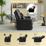 DRMBOOK 52'' RV Loveseat Recliner Sofa, Faux Leather Double Camper Couch 2 Seater Recliner, Home Movie Theater Seating Chair, 2 Person Push Back Recliners for Living Room, Black DRMBOOK