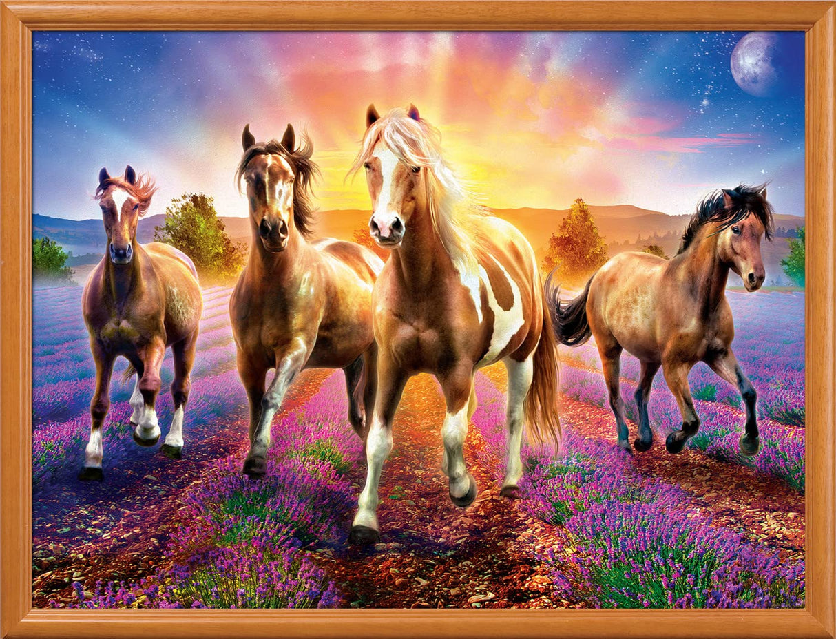 Masterpieces 300 Piece EZ Grip Glow in The Dark Jigsaw Puzzle - Wild Stallions - 18"x24" Masterpieces