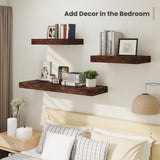 Heimlove 12" Deep Floating Shelves, 36 x 12 Inch Wall Mounted Long Floating Shelf with Invisible Brackets, for Home Decor, Bedroom, Kitchen, Living Room, Bathroom - 2 Pack, Rustic Brown Heimlove