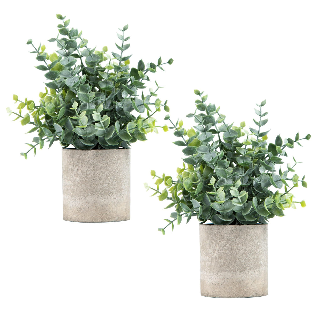 Coferset 2 Pack Small Fake Plants Eucalyptus Potted Artificial Plants for Shelf Desk Home Bathroom Farmhouse Room Coffee Table Decor (Sage Green) Coferset