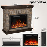 PUKAMI Electric Fireplace with Mantel, Freestanding Stone Fireplace Heater TV Stand with Remote Control, Realistic Flame Effect and 3D Log, 750W/1500W (40 inch) PUKAMI