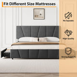 GarveeHome Full Size Bed Frame with Adjustable Headboard and 4 Storage Drawers, Velvet Upholstered Tufted Full Platform Bed Frames with Wooden Slats Support, Full Bedframe No Box Spring Needed, Grey GarveeHome