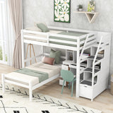 Harper & Bright Designs White Twin over Twin Bunk Bed with Stairs, Desk, and Storage for Kids and Teens Harper & Bright Designs