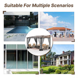 Gotland 10FTx14FT Outdoor Wall-Mounted Hardtop Pergola, Metal Frame Gazebo with Sloping Sun Panel Roof and Double Curtains for Patio, Garden, Lawn, Grey Gotland