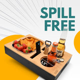 D&D Living® Couch Caddy - Bamboo Couch Console | Anti-Spill Drink and Cup Holder | Snack Organizer Tray for Sofa with Bottle Opener D&D Living