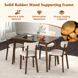 GOFLAME 5-Piece Dining Table Set for 4, Farmhouse Kitchen Table & 4 Upholstered Chairs with Rubber Wood Frame, Padded Seat, Curved Backrest, Space-Saving Dinette Set for Dining Room, Small Space GOFLAME