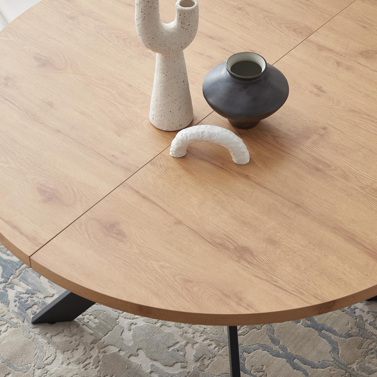 Zerifevni 46.4" Round Dining Table Set, Mid Century Modern Round Dining Table for 4-6 Person, w/Steel Legs, Coffee Table for Kitchen Dining Room, Office, Save Space (1 Table with 4 Brown Chairs) Zerifevni