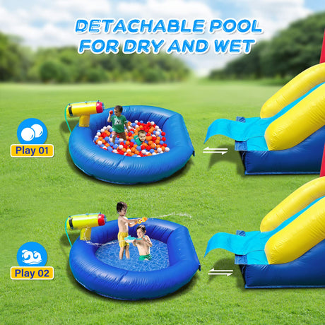 JOYMOR Commercial Grade Bounce House w/Slide and Pool for Adults and Big Kids, 12x12FT Jumping Area, 100% PVC Vinyl Commercial Water Slide with Water Cannon for Outdoor Backyard (with Blower) JOYMOR