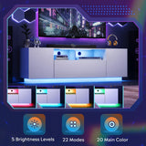 WLIVE TV Stand for 65 Inch TV, Modern Entertainment Center with LED, 58" TV Console with Storage Cabinet, TV Stands for Living Room, White WLIVE