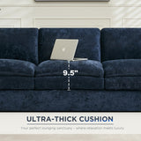 Tbfit 89" Cloud Modern Sofa, Comfy 3-Seater Couch w/Pillows, Pocketed Spring Seats, Plush Foam Cushions, Chenille Fabric Removable Cover, Soft Upholstered Living Room Furniture Home Apartment, Blue Tbfit