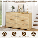 HOPUBUY 8 Drawer Dresser for Bedroom, Rattan Modern Closet Dressers Chest of Drawers, Boho Wood Double Wicker Dresser Storage Closet for Bedroom, Living Room, Entryway (Natural) HOPUBUY