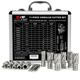 Annular Cutter Set 13 Pcs by S&F STEAD & FAST, Cutting Depth 1" Cutting Diameter 7/16" to 1-1/16" Inch, Mag Drill Bits Kit for Magnetic Drill Press, with 2 Pilot Pins S&F STEAD & FAST