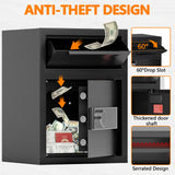 1.8 CUB Depository Drop Safe Fireproof, Front Drop Slot Lock Box with Digital Combination and Anti-Fishing, Silent Deposit Safe Box, Security Money Safe for Cash Slips Expense Business Office Home KAER