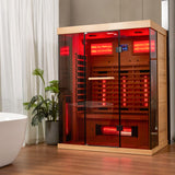 BNEHS Far Infrared Sauna,2-3 Person Home Sauna with Himalayan Salt Brick,Indoor Sauna Spa Room with Rapid Heating,Panoramic Tempered Glass&Oxygen Bar,220V BNEHS