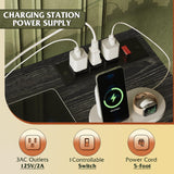 WLIVE Dresser for Bedroom, 5 Drawer Dressers with Charging Station, Fabric Chest of Drawers with Open Shelves, Storage Dresser for Living Room, Closet, Entryway, Charcoal Black Wood Grain Printt WLIVE