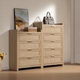 SICOTAS Dresser for Bedroom Chest of Drawers 46" Tall Dresser for Closet with 5 Rattan Drawers Boho Night Stand Large Clothes Storage Cabinet for Living Room Hallway Nursery Entryway SICOTAS