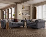 Morden Fort Classic Chesterfield Sofa Set 82'', Tufted Sofa Couch Set with Solid Wood Legs Thick Cushion, Pet-Friendly 3-Seater Sofas Couches for Living Room Bedroom Apartment - Velvet Grey Morden Fort