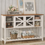 Maupvit Entryway Table with 2 Doors, Farmhouse Sofa Table with Adjustable Storage Shelf,Console Table for Entryway, Hallway,Living Room,White Behind Couch Table Maupvit