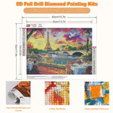 CEOVR Eiffel Tower Diamond Art Kits for Adults, 5D DIY Full Drill Landscape Diamond Painting Dots Crystal Gem Art, Adult Crafts Kits Arts and Crafts, Wall Decor for Home Office 12x16inch CEOVR
