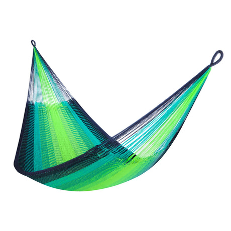 Handwoven Hammock by Yellow Leaf Hammocks - Double Size, Fits 1-2 PPL, 400lb max - Weathersafe, Super Strong, Easy to Hang, Ultra Soft, Artisan Made - Color: Neon - Blue - Turquoise Yellow Leaf Hammocks