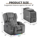 DRMBOOK Power Recliner Chair, Electric Wall Hugger Reclining Sofa with Massage & Heat, Overstuffed Theater Seating with LED/USB Port/Cup Holders for Living Room (Linen Grey, 1 Chair with Console) DRMBOOK