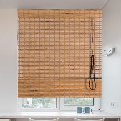 Bamboo Roman Window Blinds Sun Shades, Dark Brown,60W x 72H, Light Filtering Roller Shades,Any Size 24-72 Wide and 72 High