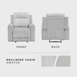 Lexicon Modern Recliner Chair for Living Room, Manual Wall Hugger Textured Microfiber Reclining Chair, Plush Corduroy Channel Seat Back, Manual Recliner, Light Gray Lexicon