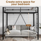WLIVE Loft Bed Twin Size, Heavy Duty Metal Loft Bed with Safety Guard & Ladder, Noise Free, No Box Spring Needed, Black WLIVE