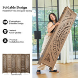 Svimi Room Divider Wood Carved Wall Divider Indoor Folding Bohemian Style Portable Partition Screen for Home Office Garden Terrace - 6 Panels (Brown) Svimi