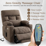 Power Lift Recliner Chair for Elderly with Extended Footrest, Infinite Position Lay Flat Recliner Chair for Adult W/Massage & Heating, Adjustable Headrest, 3-Motor Zero Gravity,Cup Holder, Fabric RESTREAL
