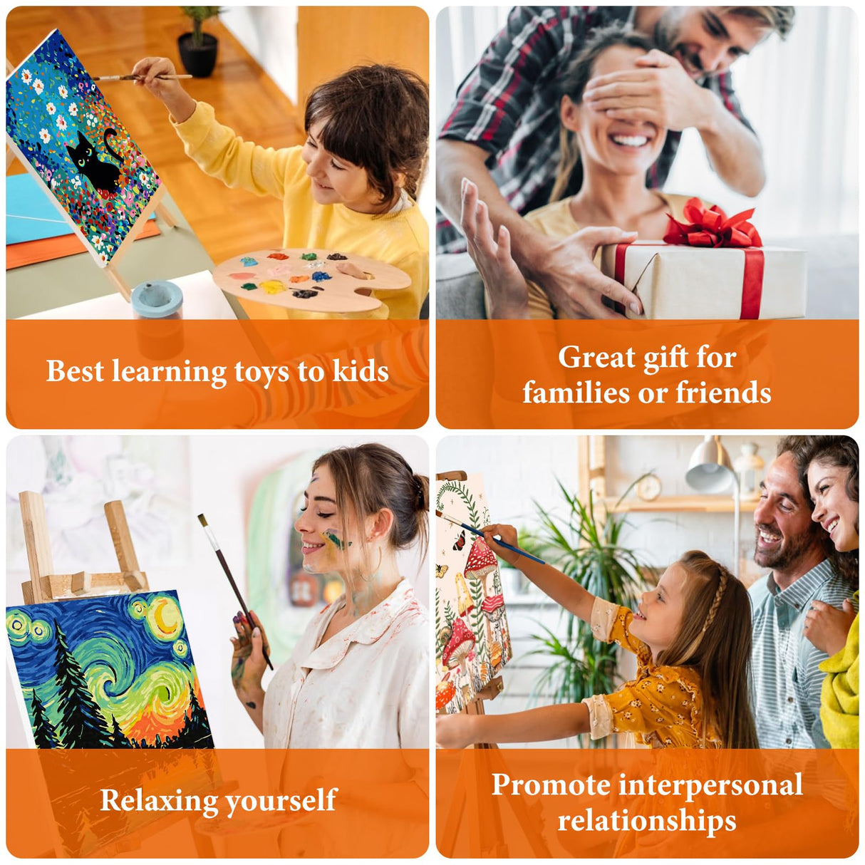 Framed Paint by Numbers Kit for Adults Beginner & Kids Ages 8-12, Moon Mushroom Forest Paint by Number with Frame, Easy Acrylic Butterfly Painting by Numbers Kit on Canvas 8x12 inch Fountor