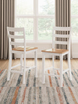 Signature Design by Ashley Gesthaven Solid Wood Frame Counter Height Barstool, Set of 2, White/Natural Signature Design by Ashley