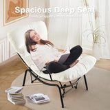 ovios Rocking Chair with Ottoman, Glider Recliner with Footrest, Lazy Accent Armchair with Comfy Cushion for Living Room Bedroom Office, Cloud Plush Velvet, White ovios