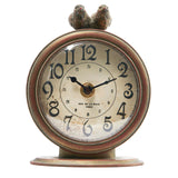 Creative Co-Op Vintage Pewter Mantel Clock with Birds, Distressed Brown Creative Co-Op