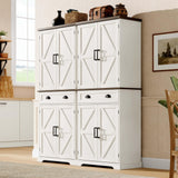 ChooChoo Farmhouse Kitchen Pantry Cabinet with Drawer, Tall Storage Cabinet with Door Shelves and Adjustable Shelves, Freestanding Cupboard for Kitchen, Dining Room, Antique White & Brown ChooChoo