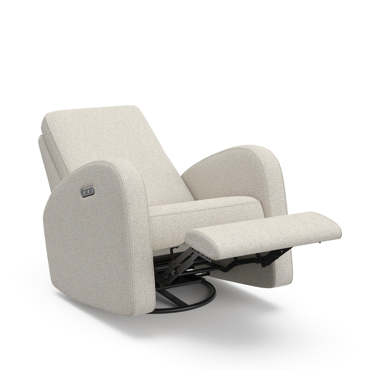 Storkcraft Santa Monica Power Recliner Swivel Glider (Dune Basketweave) – Effortless Electronic Power Recline, USB-A & USB-C Charger STORKCRAFT