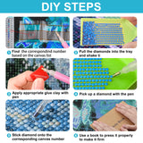 SENQAO Train Diamond Art Kits for Adult, Christmas Diamond Painting Kits for Beginners, DIY Full Drill Winter Holdiay Rhinestone Diamond Dots Gem Painting Art Craft Home Decor 12 x12 Inch SENQAO