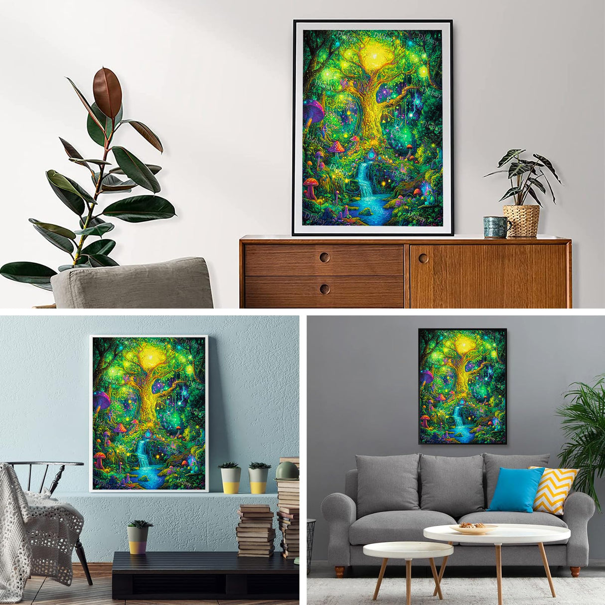 dlebay Diamond Art Kits for Adults,Glowing Tree Diamond Painting Kits for Adults,5d Diamond Painting Kit with Diamond Art Accessories,DIY Full Drill Paint by Diamonds,Home Wall Decor 12 x 16inch Dlebay